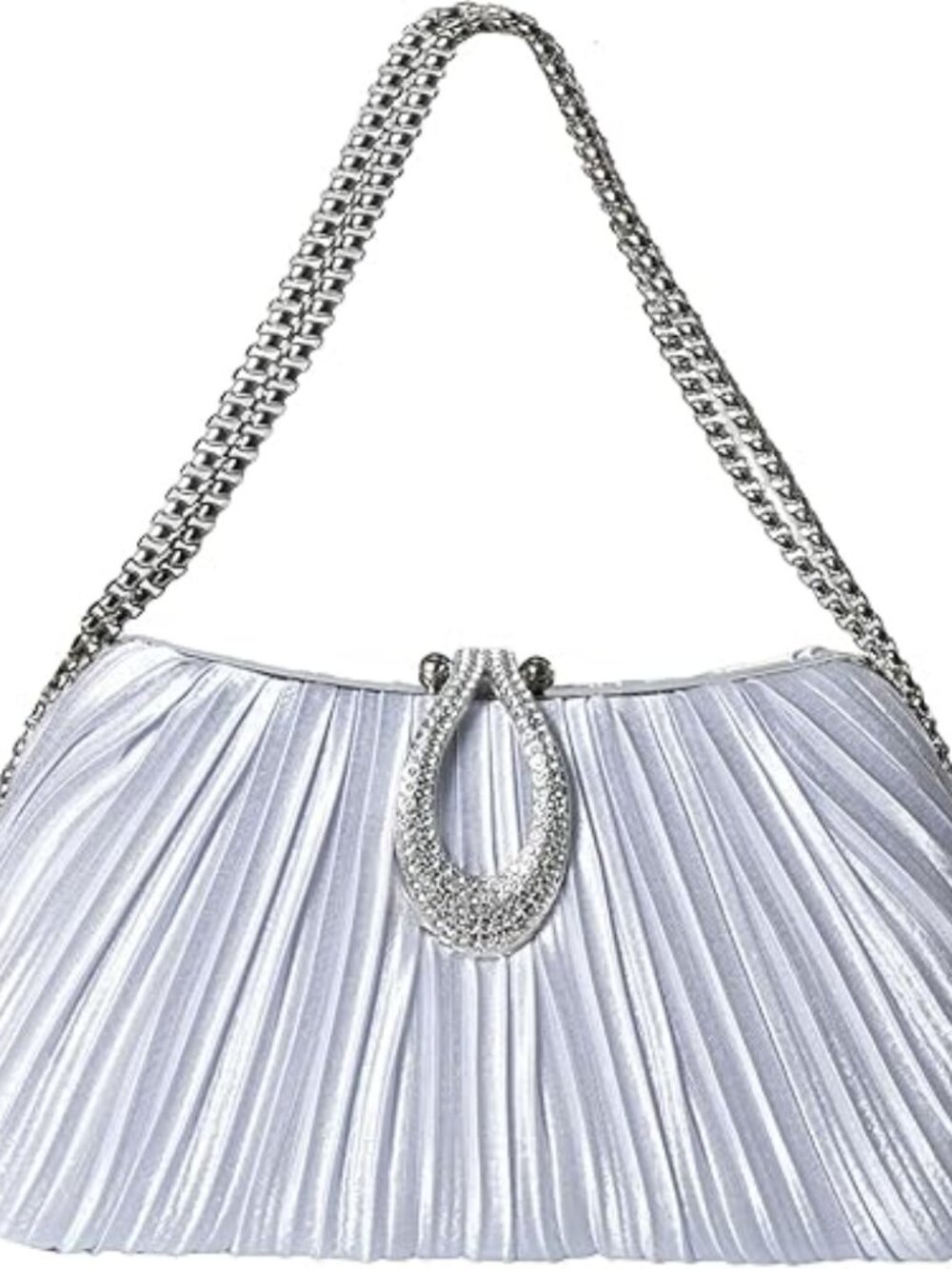 Neiman Marcus Silver Satin Elegant Prom Sparkling Evening Bag - Picture 3 of 3